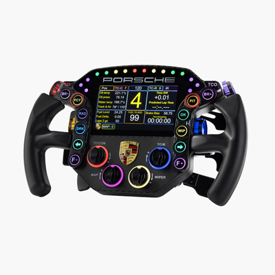 Sim-Lab Porsche 911 RSR sim racing steering wheel - angled view of the grips and paddle shifters