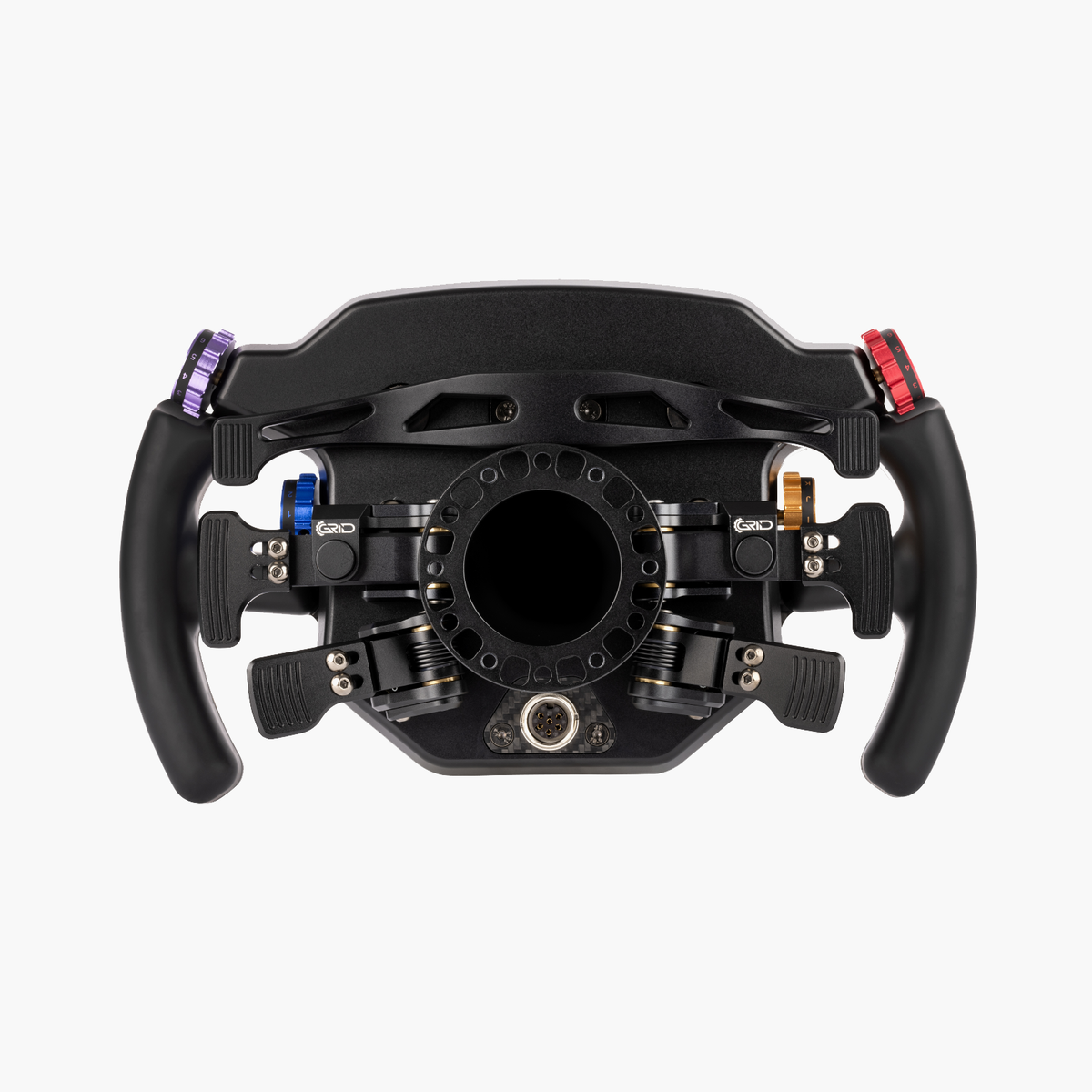 Sim-Lab Porsche 911 RSR sim racing steering wheel - rear view with aluminium body and 70 mm hub