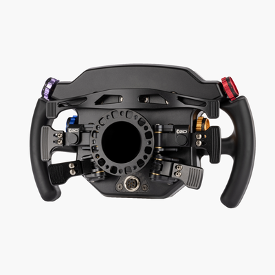 Sim-Lab Porsche 911 RSR sim racing steering wheel - rear view of the height-adjustable shifter and clutch paddles