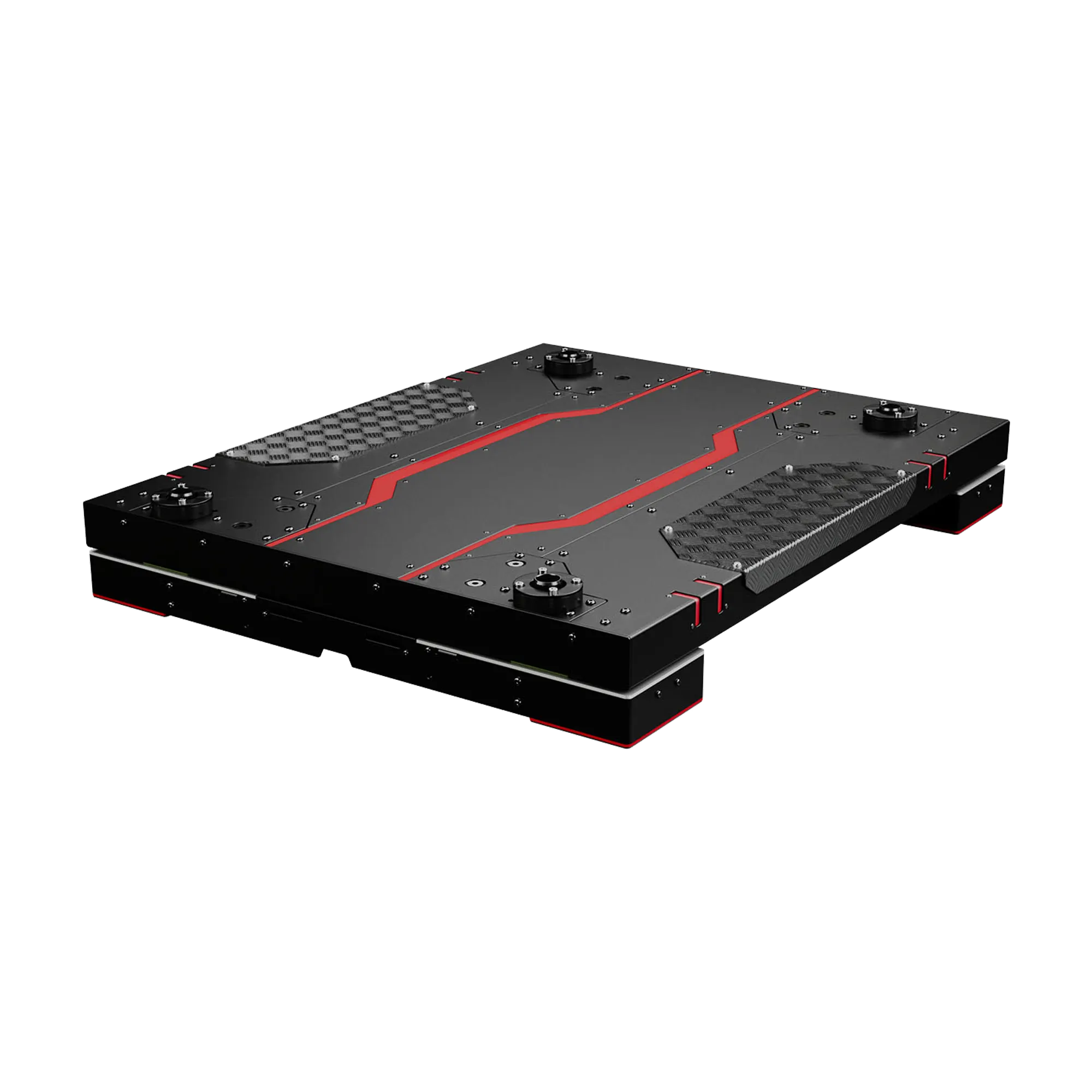 Qubic System QS-CH2 2DOF motion platform for vehicle simulation with surge and yaw capabilities, featuring fast linear actuator technology.