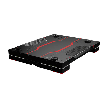 Qubic System QS-CH2 2DOF motion platform for vehicle simulation with surge and yaw capabilities, featuring fast linear actuator technology.