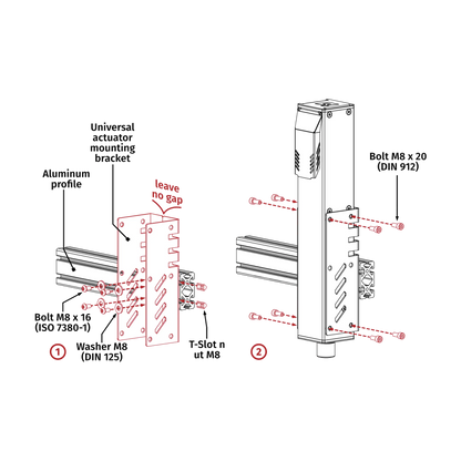 Diagram of Qubic System QS-220 actuators with labeled components and modular design details for motion systems.
