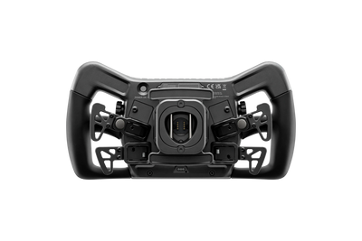 Simucube Savu Pro GT-stijl stuur met volledig metalen frame, gegoten constructie, ergonomisch ontwerp, RGB-knoppen, telemetrie-LED en stille schakelflippers.