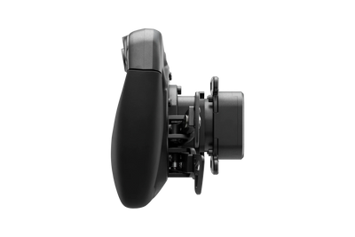 Zijaanzicht van de Simucube Savu Sport GT-stijl stuur met metalen frame, RGB-knoppen en quick release voor betrouwbare raceprestaties.