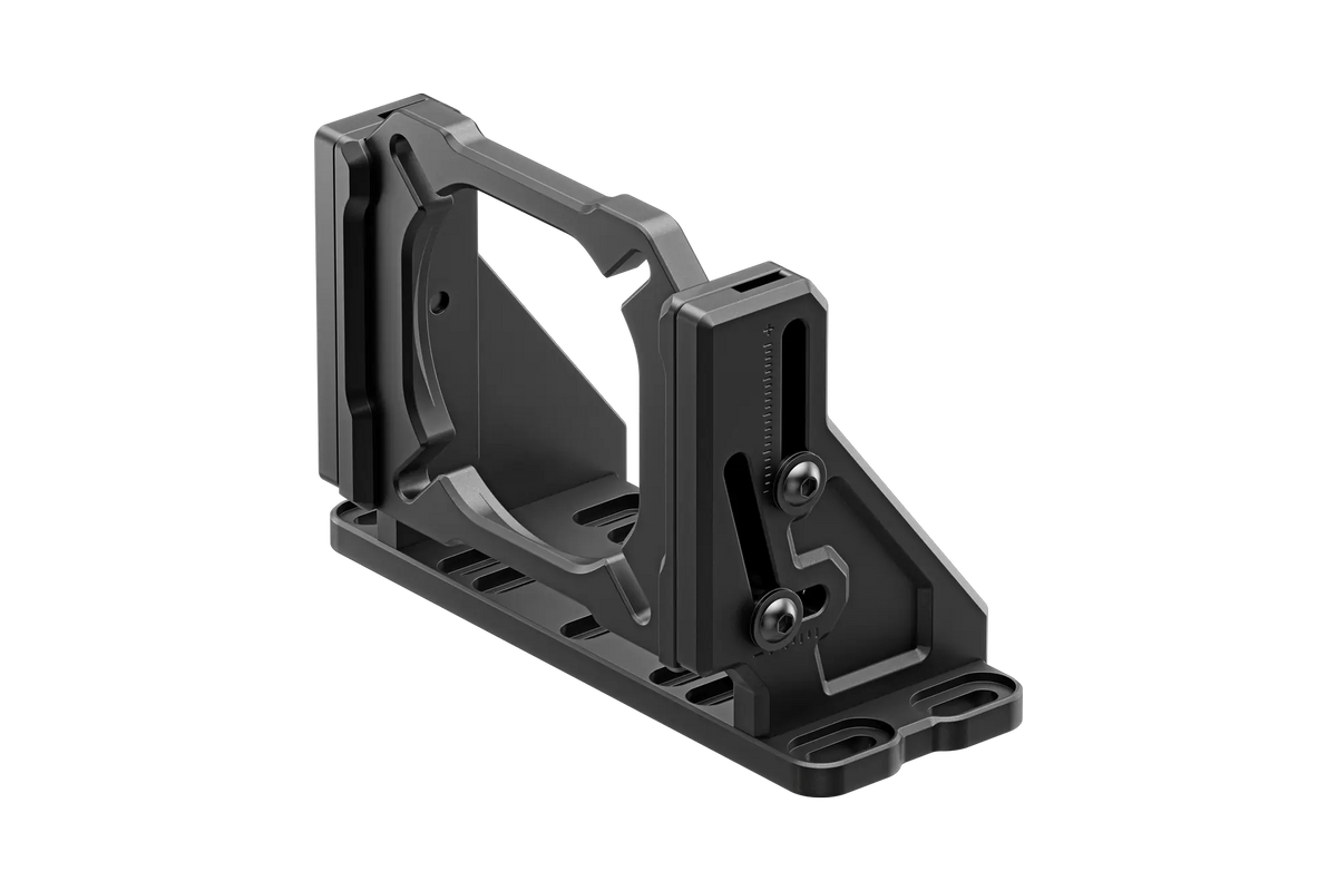 Simucube Wheelbase Mount v2 - CNC-machined aluminium mount, front view