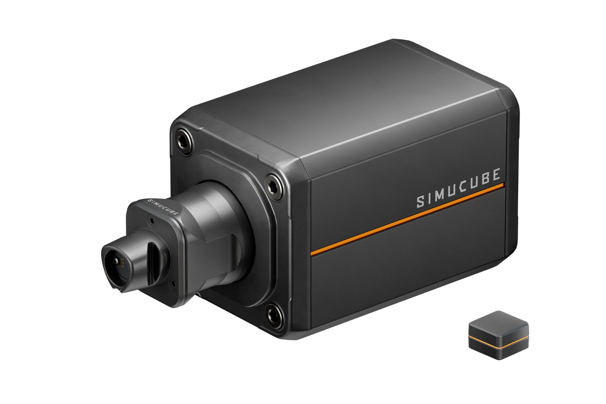 Simucube 3 Pro direct drive force feedback wheelbase with premium servo motor design.
