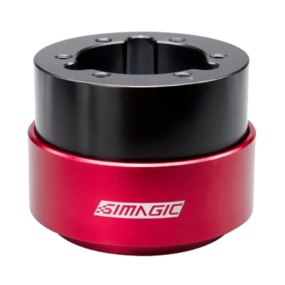 Simagic Quick Release QR 50mm/QR 70mm sim racing wheel adapter with aluminum construction and tool-free setup for easy swaps.