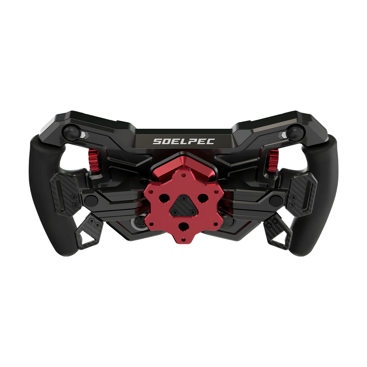 Alt Tag: Volante estilo fórmula SOELPEC Spectra LT de 302 mm para sim racing con levas magnéticas, doble embrague, 17 botones