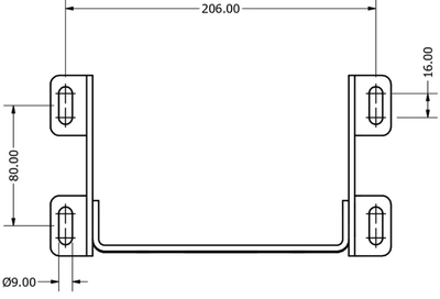 Technical drawing of Servo motor holder – Adjustable version with measurements for mounting compatibility.