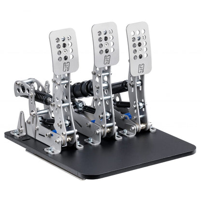 Heusinkveld Sim-Pedals-Ultimate+-mounted-on-Baseplate_ISO front side view_G-Performance