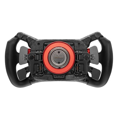 Achteraanzicht van het Simagic GT Neo sim racing stuurwiel met precisie-encoders en carbon fiber composiet design.