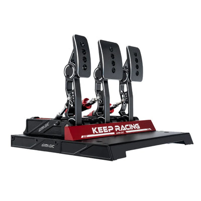 Simagic P1000 Pedalen met verstelbare afstand en weerstand, voorzien van een volledig aluminium constructie voor realisme en precieze controle.