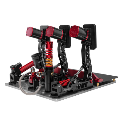 Simagic Haptic Bracket for P2000 pedal set showcasing haptic modules for enhanced racing simulation experience