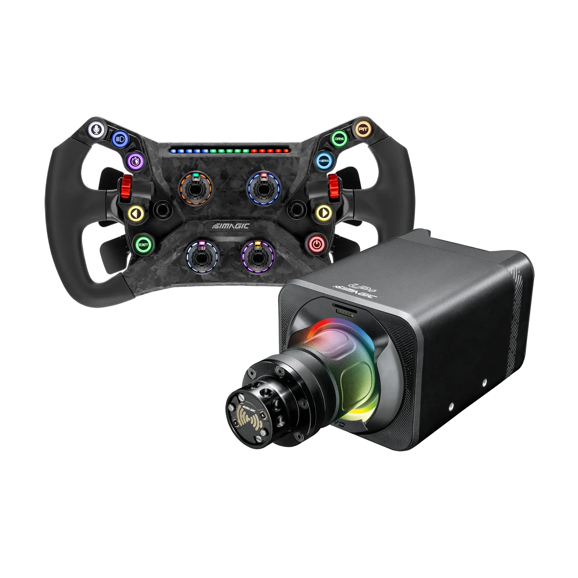 Simagic Alpha EVO Sport + Simagic GT Neo közvetlen meghajtású wheelbase és mágneses váltókkal, ideális a valósághű szimulátoros versenyzéshez.