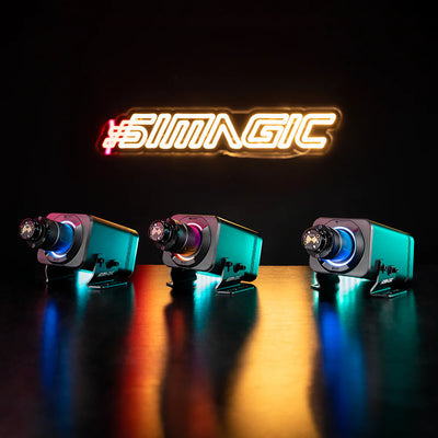 Simagic Alpha EVO Pro sim racing wheel with 18Nm torque and zero cogging on display