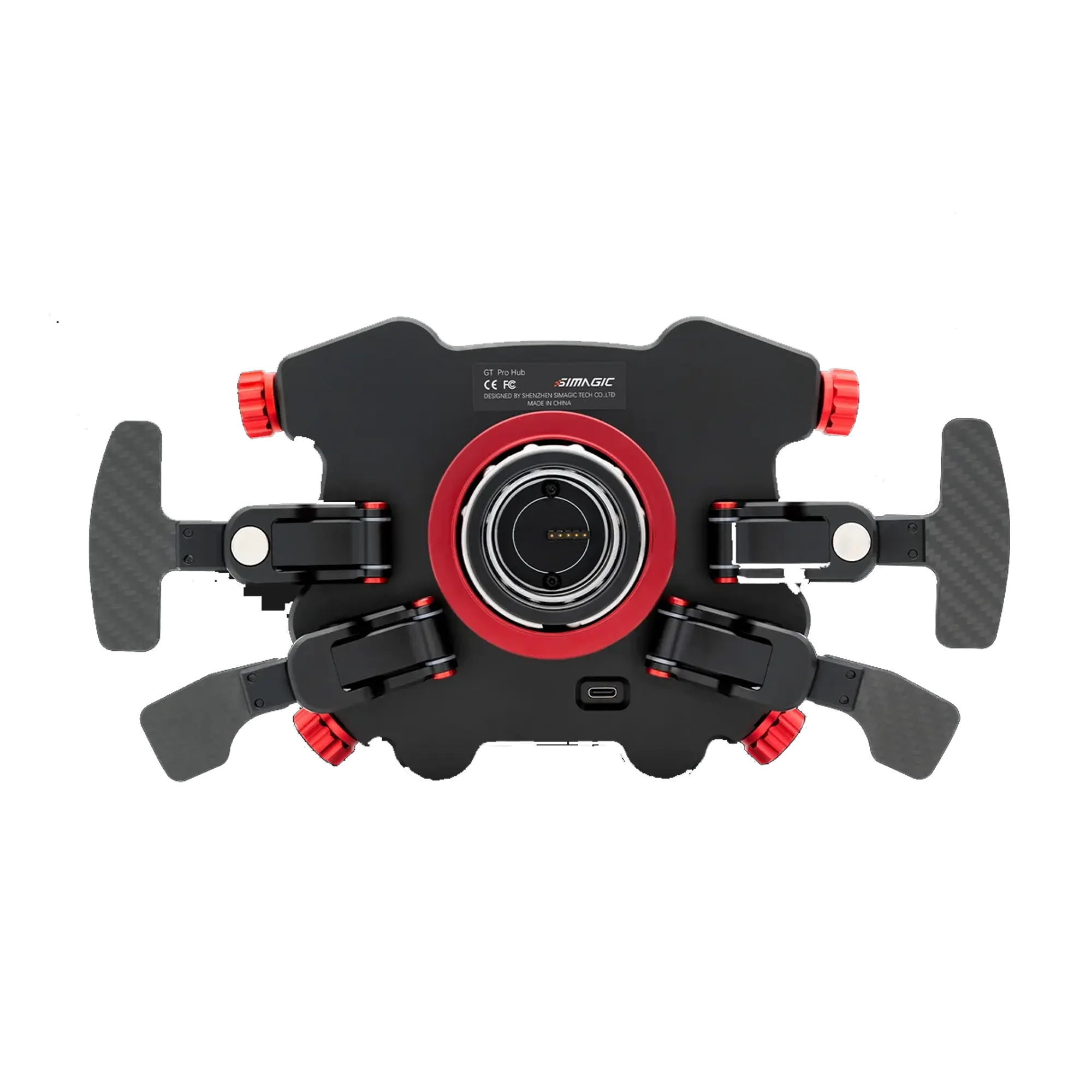 Simagic GT Pro Hub(K) featuring carbon fiber front and LED Rev light for GT, rally, drift, touring car racing. Lightweight and strong.