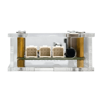 Close-up view of Simagic P2000-HCB Haptic Control Box showcasing connectors and components.