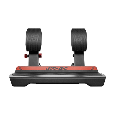 Simagic P700 high-value pedal set with 150 kg load cell brake, dual-sensor system, adjustable settings, and optional haptic feedback.
