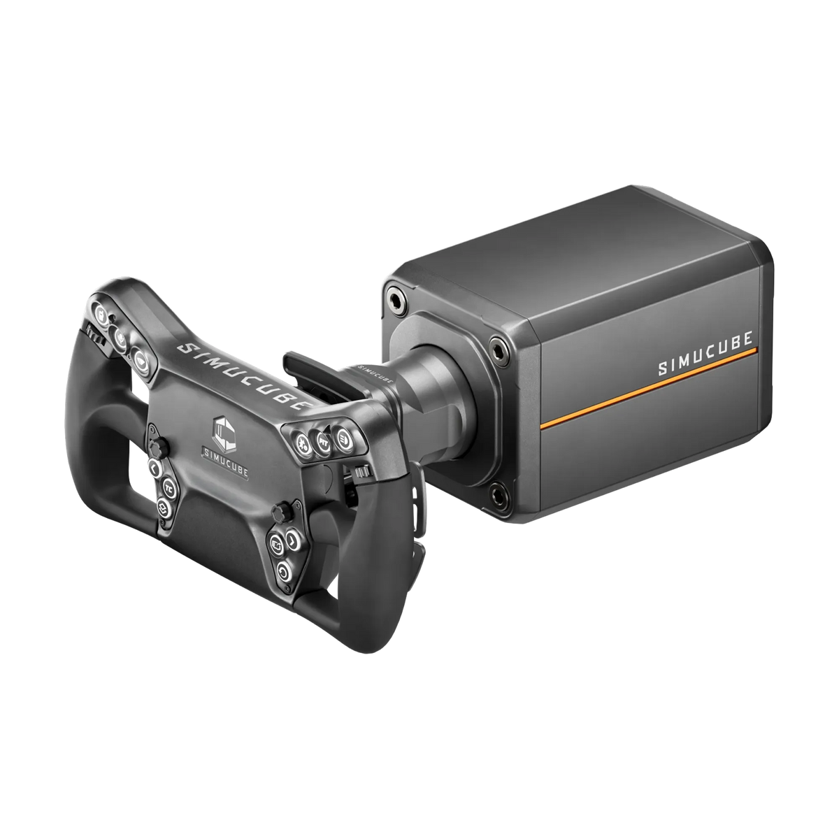 Simucube 3 Pro + Simucube Savu Sport GT-stijl stuur met RGB-knoppen en lichtgewicht design, geoptimaliseerd voor plug-and-play gemak.