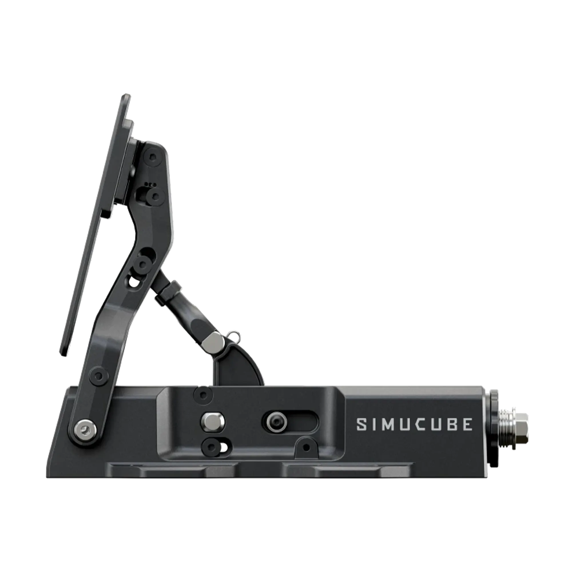 Simucube Co-Pedal with realistic pedal feel, designed for throttle or clutch use, featuring Arc profiles and consistent sensor feedback.