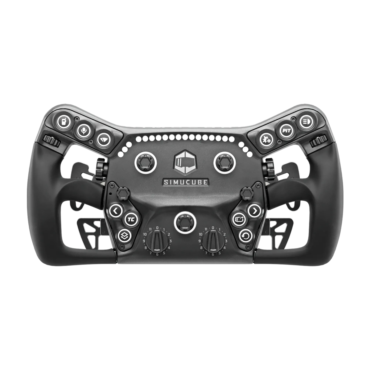 Volant Simucube Savu Pro GT avec châssis en métal, boutons RGB, encodeurs et bande LED de télémétrie