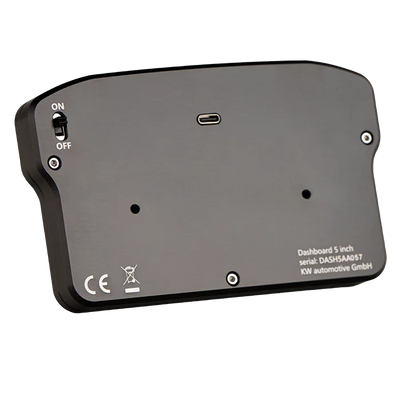 Back view of Ascher Racing Dashboard with on-off switch and USB port, featuring premium design for optimal sim racing performance.