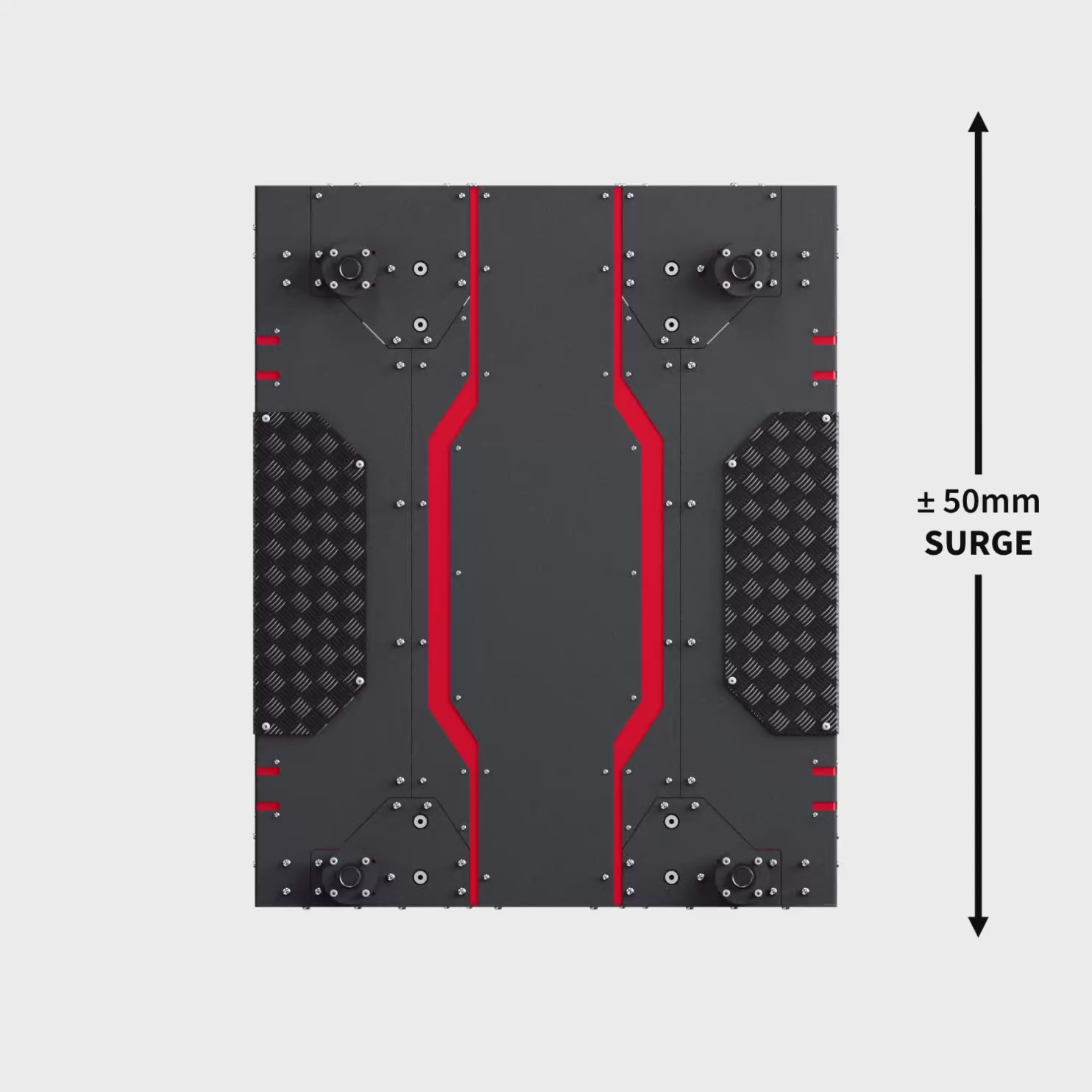Top view of Qubic System QS-CH2 motion platform showcasing surge motion feature.