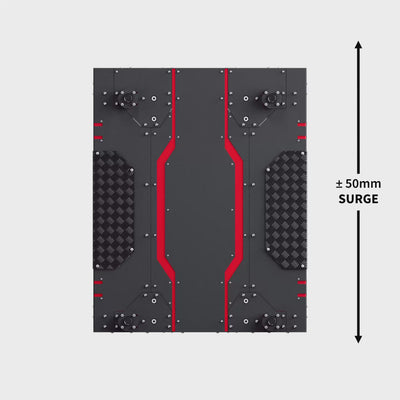 Top view of Qubic System QS-CH2 motion platform showcasing surge motion feature.