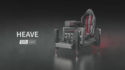 Qubic System QS-220 actuators in a 3DOF cockpit setup, emphasizing modular design and quiet operation for professional and home use.