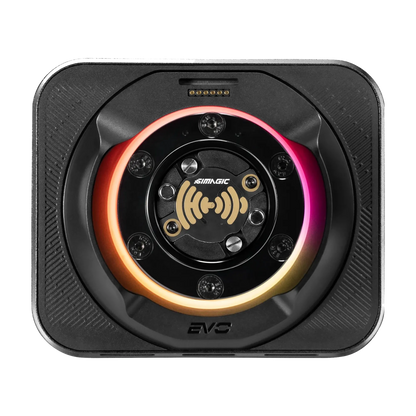 Simagic Alpha EVO Sport + Simagic GT Neo direct drive wheelbase with magnetic shifters and 9 Nm torque for sim racing.