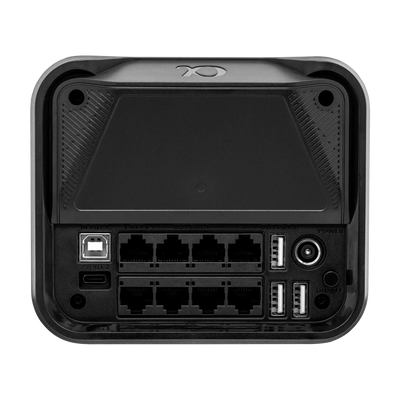 Rear view of the Simagic Alpha EVO Sport direct drive wheelbase with multiple ports.
