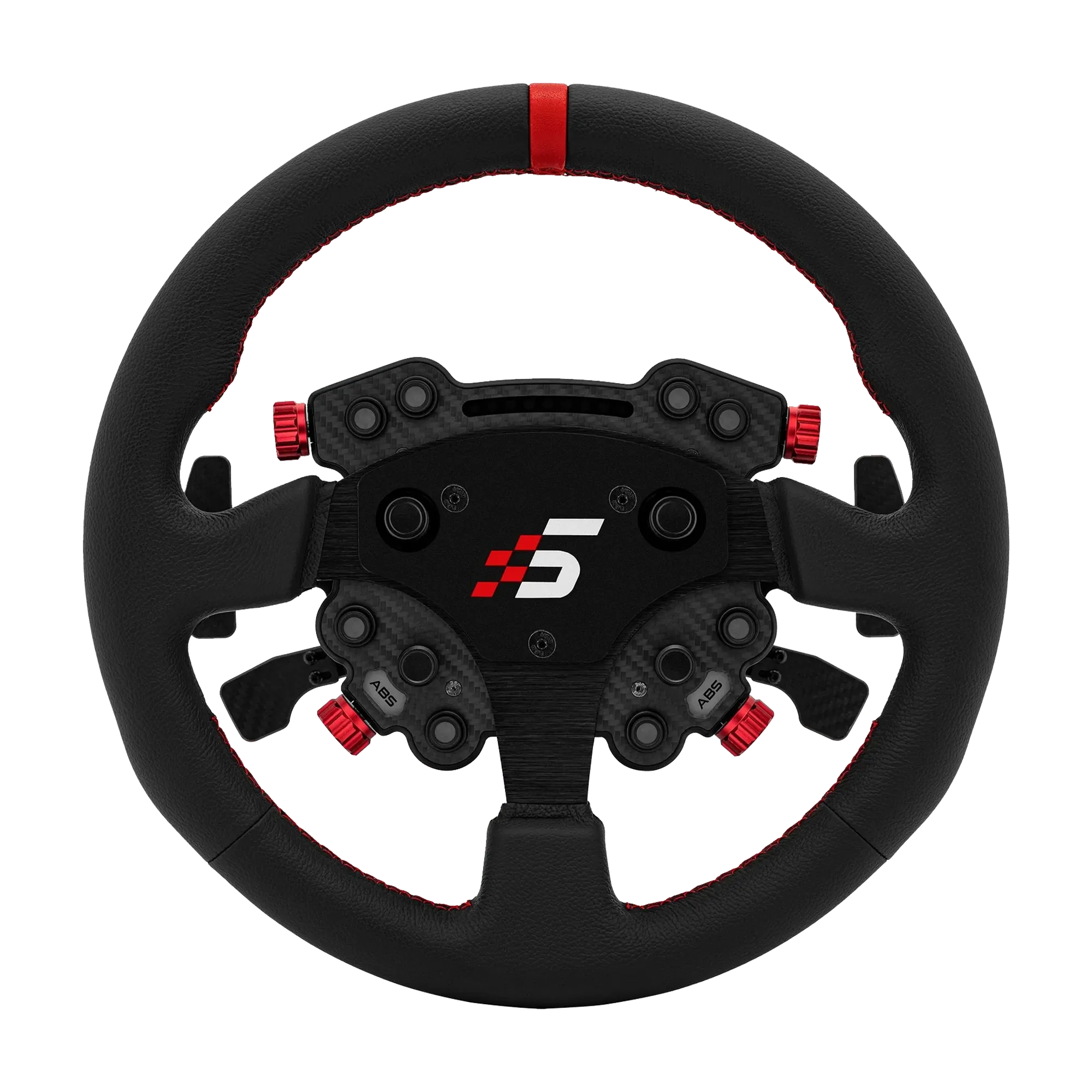 Simagic GT Pro Hub(K) Round Leather with carbon fiber front plate, designed for GT, rally, drift, and touring car racing styles.