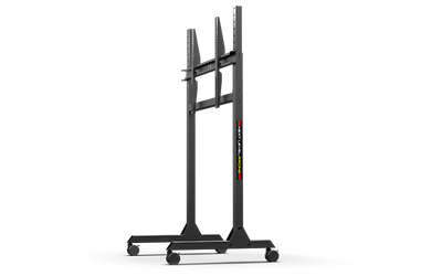 The Next Level Racing Free Standing Monitor Stand with lockable wheels and VESA mounting for sim racing setups.