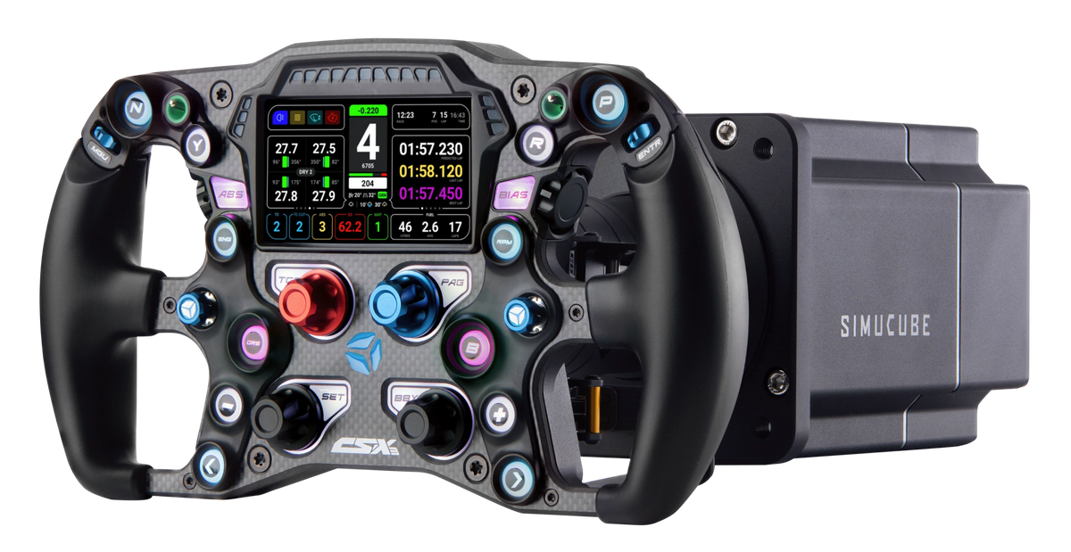 Simucube 2 Pro + Cube Controls CSX-3 BUNDLE showcasing sim racing steering wheel and direct drive wheelbase
